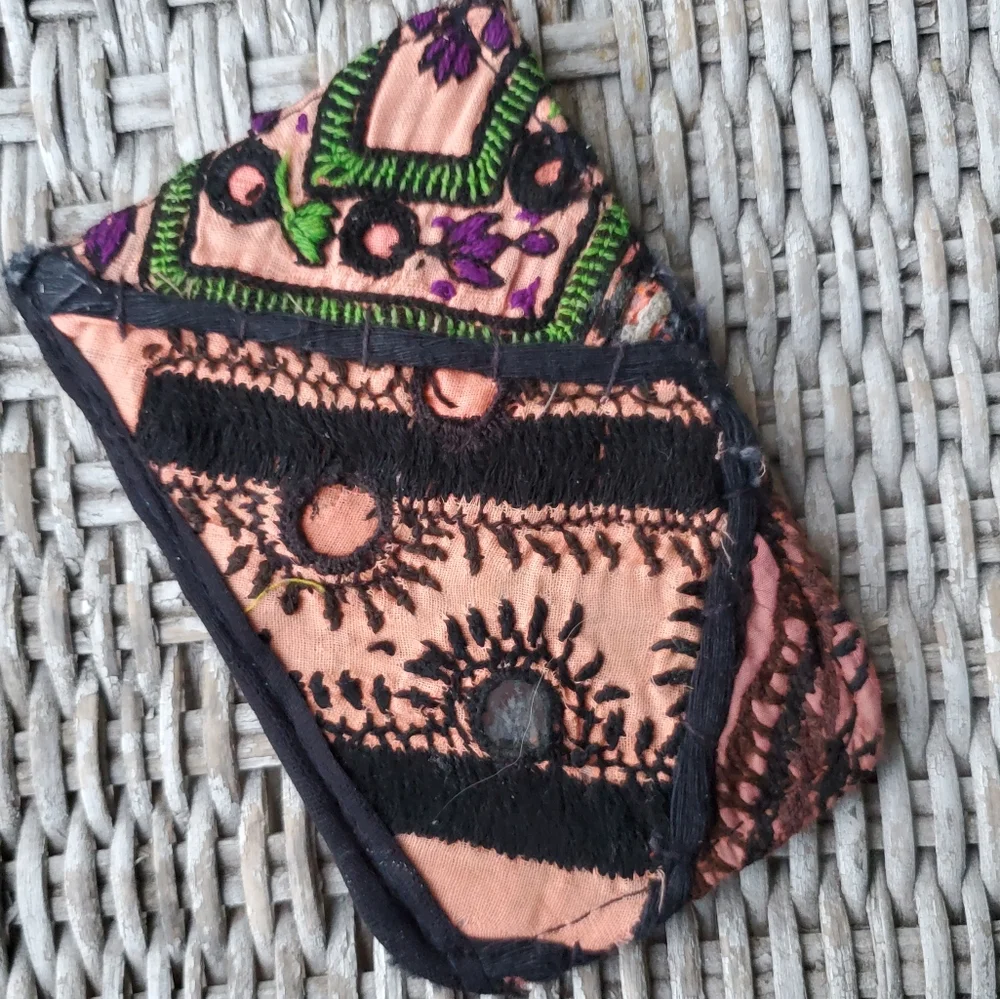 🍄🪬 Free People Boho Embroidered Repurposed vtg banjara hippie Wallet card case